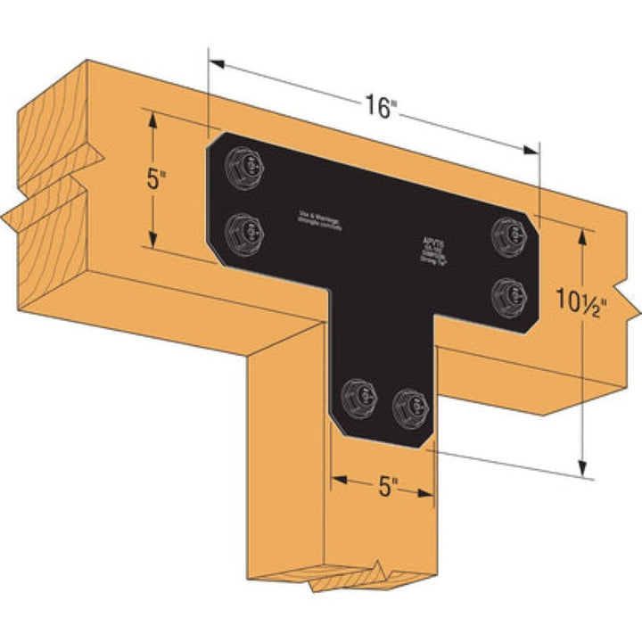 Simpson Strong-Tie APVT6 Outdoor Accents® Avant Collection™ ZMAX®, Black Powder-Coated T Strap for 6x6, 8-Pack