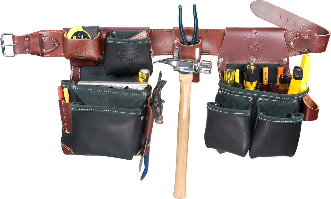 Occidental Leather B5625 XXL Green Building Framer Tool Belt Set, Black, XX-Large