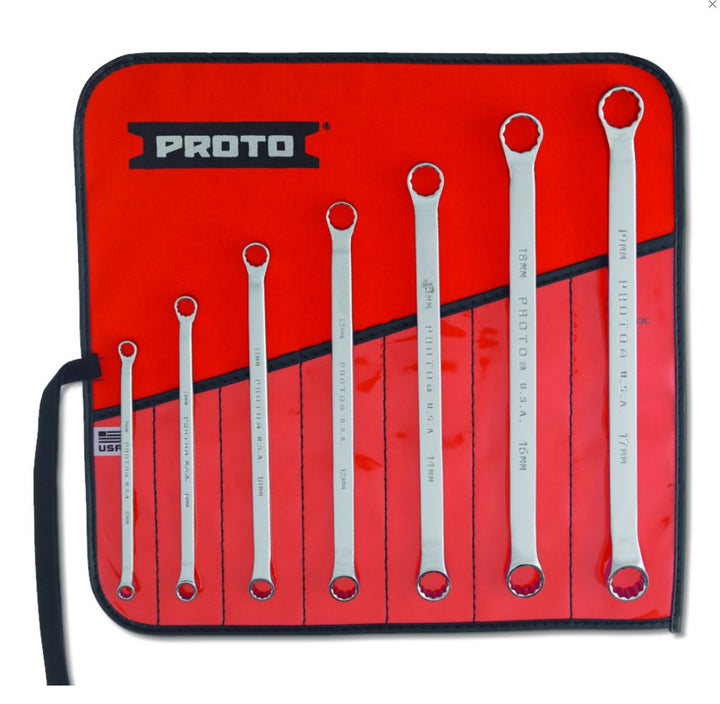 Stanley Proto J1100D-M 12 Point Full Polish Alloy steel Metric Box Wrench, 7 Piece Set