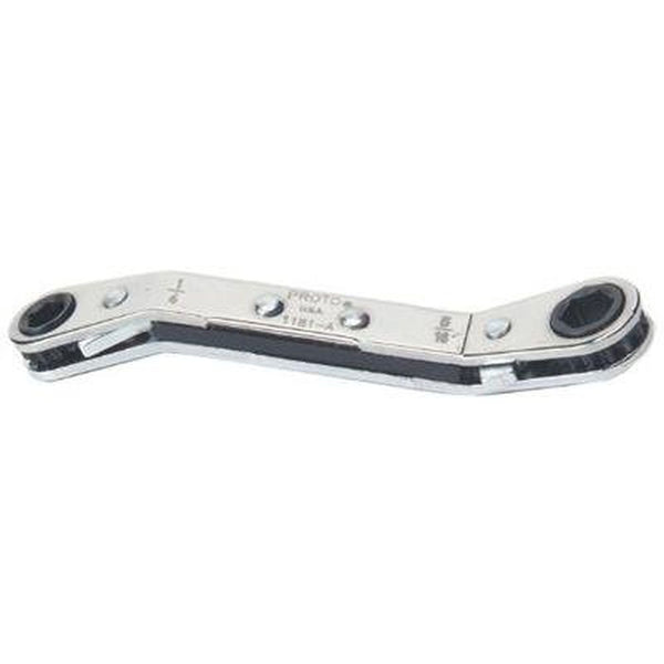 Stanley Proto J1182-A 6 Point 3/8 in. x 7/16 in. Full Polish Alloy steel Offset Double Reversible Ratcheting Box Wrench
