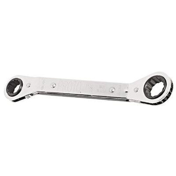 Stanley Proto J1186 12 Point 5/8 in. x 3/4 in. Full Polish Alloy steel Offset Double Reversible Ratcheting Box Wrench