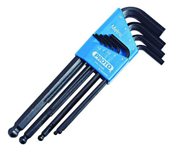 Stanley Proto J4996 Black Oxide Finish Metric L-Wrench Hex Key, 9 Piece Set