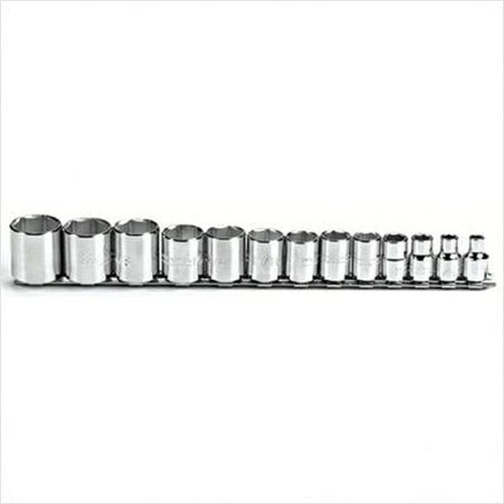 Stanley Proto J52126 3/8 in. Drive 6 Point Full Polish Alloy Steel Standard Socket Set, 13 Piece Set