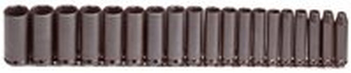 Stanley Proto J72216 3/8 in. Drive 6 Point Metric Deep Impact Socket, 19 Piece Set