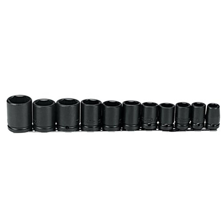 Stanley Proto J74102 1/2 in. Drive 6 Point SAE Standard Impact Socket, 11 Piece Set