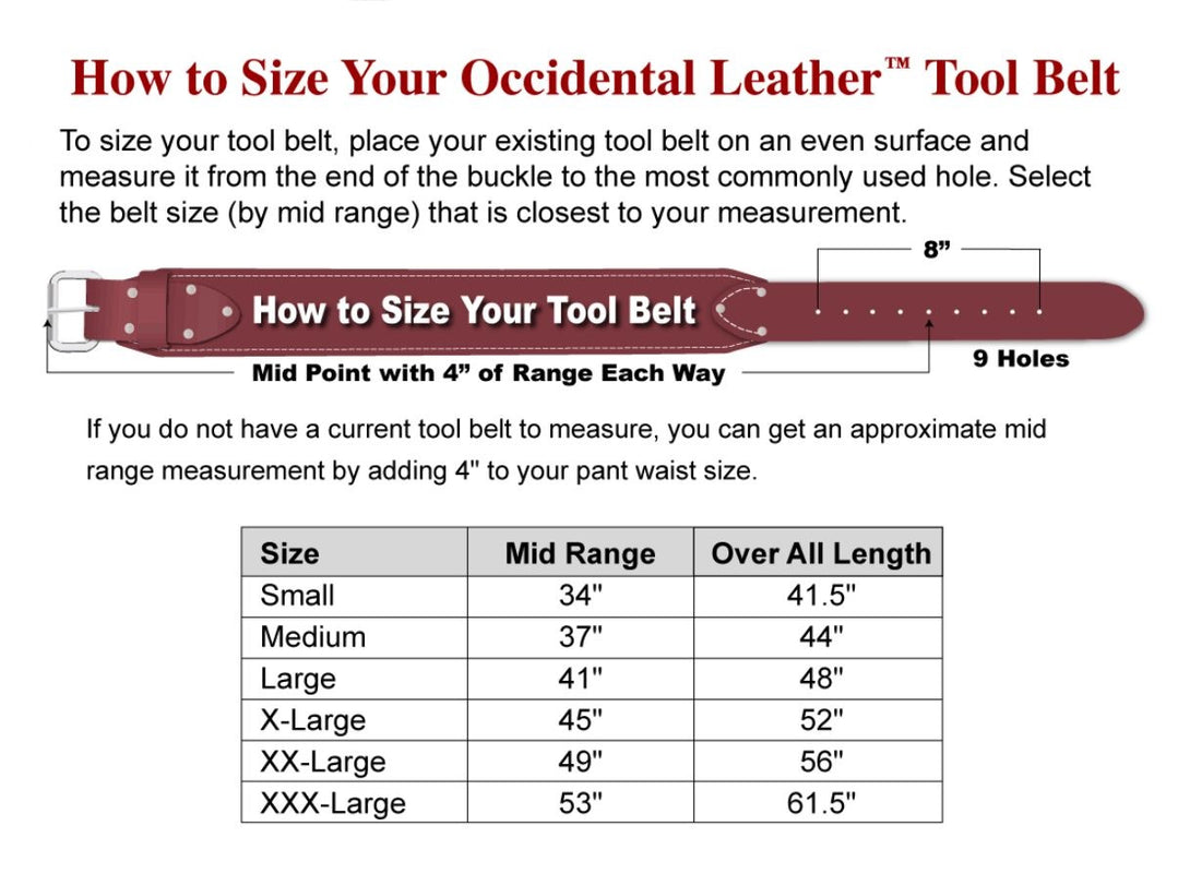 Occidental Leather 6100T SM Pro Trimmer Tool Belt w/ Tape Holster, Small